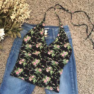 (4/$20) Floral Halter Crop Top